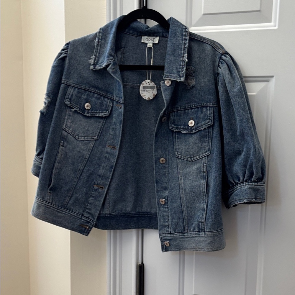 Oddy Short Sleeve Distressed Denim Jacket